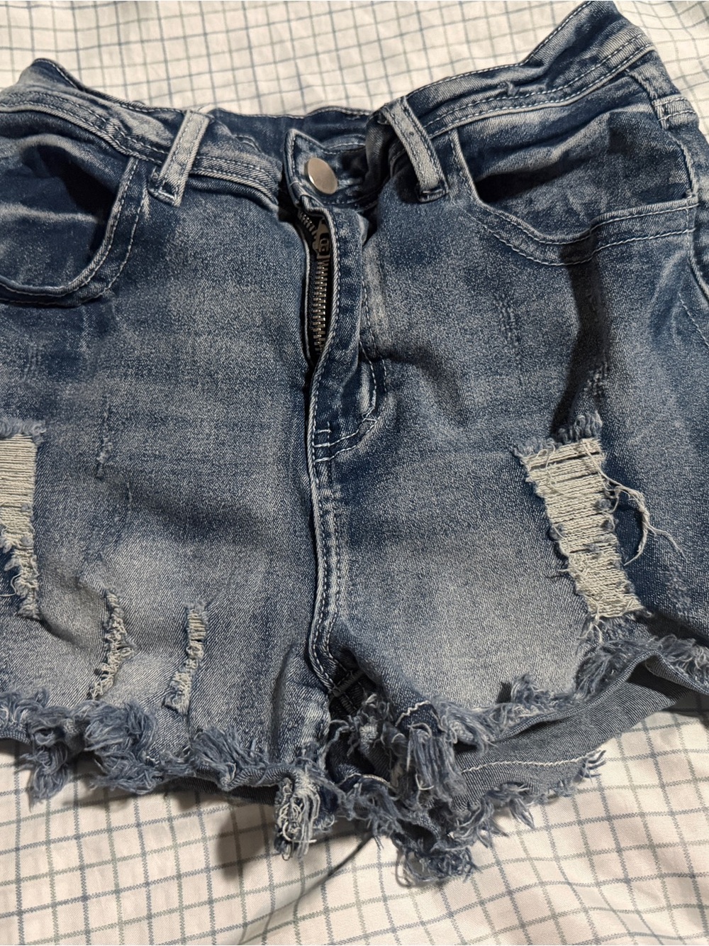 Unbranded Distressed Denim Cutoff Shorts with Flap Pockets Size M